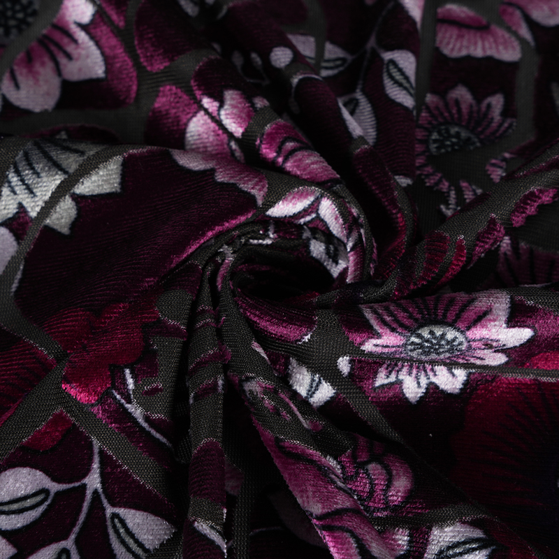 Naylon Polyester Spandex Yanmış Baskılı Kore Kadife Kumaş 282